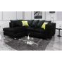 NEYMAR Plush Velvet 4 Seater L Shaped - Left Hand Facing Corner Sofa - Black