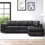 LORVANI Fabric Large 5 Seater L Shaped Scatterback Corner Sofa - Dark Grey, Right Hand Facing