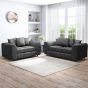 LORVANI Fabric 3 and 2 Seater Scatterback Sofa Set - Dark Grey