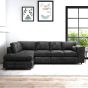 LORVANI Fabric Large 5 Seater L Shaped Fullback Corner Sofa - Dark Grey, Left Hand Facing