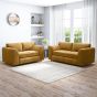 DELANO Plush Velvet 3 and 2 Seater Fullback Sofa Set - Mustard