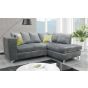 NEYMAR Plush Velvet 4 Seater L Shaped - Right Hand Facing Corner Sofa - Grey