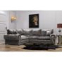 Tracy Crushed Velvet 4 Seater L Shaped - Left Hand Facing Corner Sofa - Silver