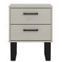 Texas Black Metal Frame 2 Drawers Bedside Table - Grey Waxed Pine