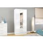 Lynx 3 Door 2 Drawer Mirrored Wardrobe - White