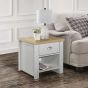 Contemporary Style Drawer Lamp Table - Grey with Oak