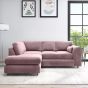 DELANO Plush Velvet 4 Seater L Shaped Fullback Corner Sofa - Pink