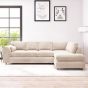 DELANO Plush Velvet Large 5 Seater L Shaped Fullback Corner Sofa - Cream