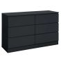 Black Chest of Drawers - OPAL Large Chest 6 Drawers Double Chest