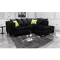AURELO Plush Velvet 4 Seater L Shaped - Right Hand Facing Corner Sofa - Black