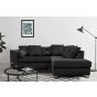 VICTORIA Plush Velvet 4 Seater L Shaped - Right Hand Facing Corner Sofa - Black