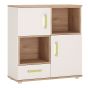 4Kids 2 Door 1 Drawer Cupboard with 2 Open Shelves - Light Oak and White High Gloss Lemon Handles