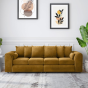 DELANO Plush Velvet 4 Seater Scatterback Sofa - Mustard
