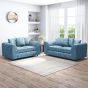 LORVANI Fabric 3 and 2 Seater Scatterback Sofa Set - Sky Blue