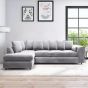 DELANO Plush Velvet Large 5 Seater L Shaped Scatterback Corner Sofa - Light Grey