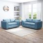 LORVANI Fabric 3 and 2 Seater Fullback Sofa Set - Sky Blue