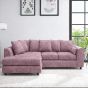 LORVANI Fabric 4 Seater L Shaped Scatterback Corner Sofa - Pink, Left Hand Facing