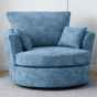 LORVANI Fabric Swivel Chair - Sky Blue