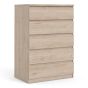 Oak Finish Chest of Drawers - NANAIMO Medium Chest 5 Drawers