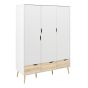 Oslo Wardrobe - 3 Doors 3 Drawers in White and Oak