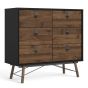 Black Chest of Drawers - RYTON Medium Chest 6 Drawers Double Chest
