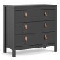 Black Chest of Drawers - BURNLEY Medium Chest  3 Drawers