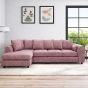 LORVANI Fabric Large 5 Seater L Shaped Scatterback Corner Sofa - Pink, Left Hand Facing
