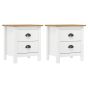 Bedside Cabinet Hill 2 pcs White 46x35x49.5cm Solid Pine Wood Honey Brown - Geile