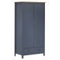 2 Door Wardrobe Hill Grey 89x50x170cm Solid Pine Wood
