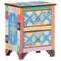 Hand Painted Bedside Cabinet 40x30x50cm Solid Mango Wood Multicolour - Ruhao