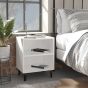 Bed Cabinet with Metal Legs White 40x30x50cm - Mabel