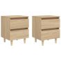 Bed Cabinets with Solid Pinewood Legs 2 pcs Sonoma Oak 40x35x50cm