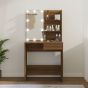 Dressing Table with LED Brown Oak 74.5x40x141cm