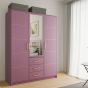 Barnsley 3 Doors Mirrored Wardrobe with 3 Drawers - Plum