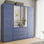 Barnsley 4 Doors Mirrored Wardrobe with 3 Drawers - Blue
