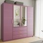 Barnsley 4 Doors Mirrored Wardrobe with 3 Drawers - Plum