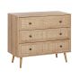 Oak Finish Rattan Chest of Drawers - PENRITH Medium Chest  3 Drawers