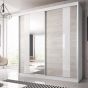 Malta-32 Sliding Mirror Door Wardrobe 203cm - White Matt