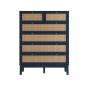 Blue Rattan Chest of Drawers - BATON Medium Chest 6 Drawers