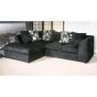 BRITTANY Chenille Fabric 4 Seater L Shaped - Left Hand Facing Corner Sofa - Black