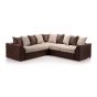 BRANDON Jumbo Cord Large 5 Seater L Shaped Scatterback Corner Sofa - Brown and Beige