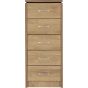 Oak Finish Chest of Drawers - CREMONA Tallboy Medium Chest 5 Drawers