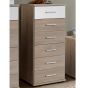 Oak Finish Chest of Drawers - LAOS Tallboy Medium Chest  6 Drawers