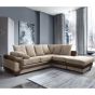 DINO Jumbo Cord 5 Seater L Shaped - Right Hand Facing Corner Sofa - Brown and Beige