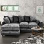 DYLAN Chenille Fabric 4 Seater L Shaped - Left Hand Facing Corner Sofa - Black and Grey