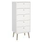 White Chest of Drawers - COBALT Tallboy Medium Chest 5 Drawers