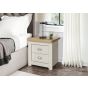 Classic Design Oak Top Bedside Table with 2 Drawers