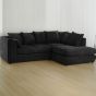 DESMOND Jumbo Cord 4 Seater L Shaped - Right Hand Facing Corner Sofa - Black