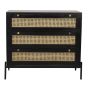 Black Rattan Chest of Drawers - RATTRAY Medium Chest 3 Drawers