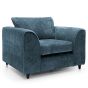 Armchair - HENRY Crushed Chenille Fabric Sofa Armchair - Dark Blue